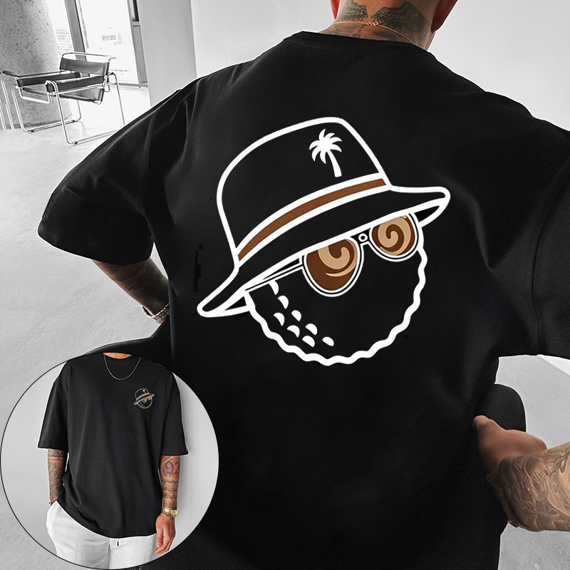 Streetwear Brand Graphics - 유니섹스 트렌디 그래픽 티셔츠, 버킷햇과 선글라스
