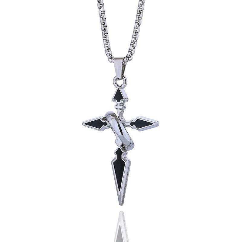 Streetwear Brand Jewelry - 트렌디 브랜드 크로스 펜던트 목걸이와 반지,