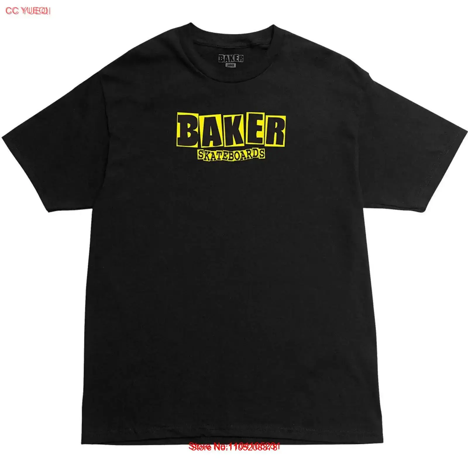 Yellow Streetwear Brand - 베이커 스케이트보드 티셔츠 브랜드 로고 블랙