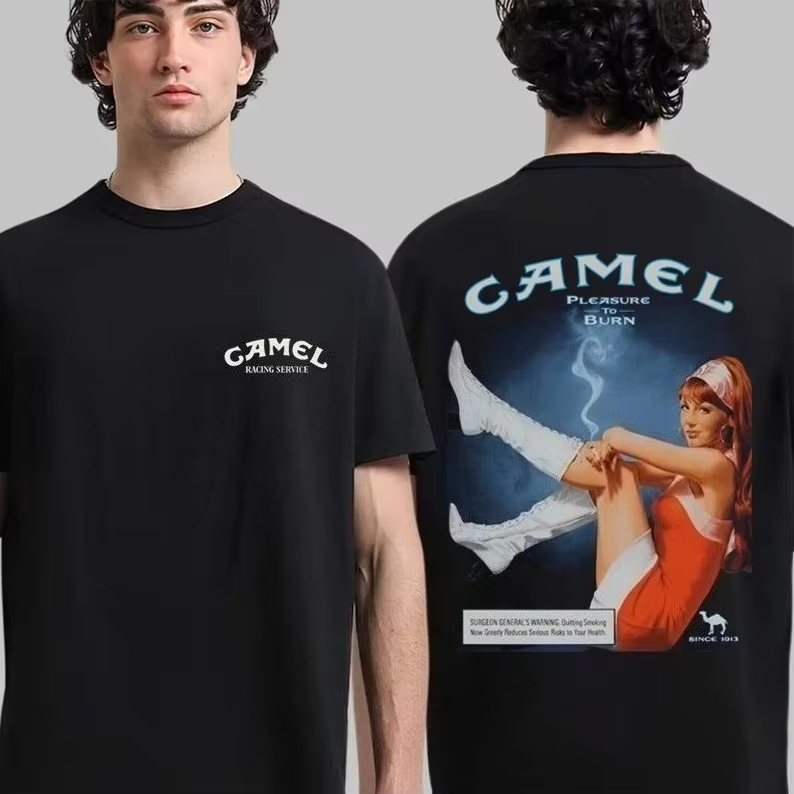 화이트 빈티지 광고 카멜 브랜드 대중 문화 티셔츠 코튼 - Streetwear Brand Popular 리뷰 및 가격