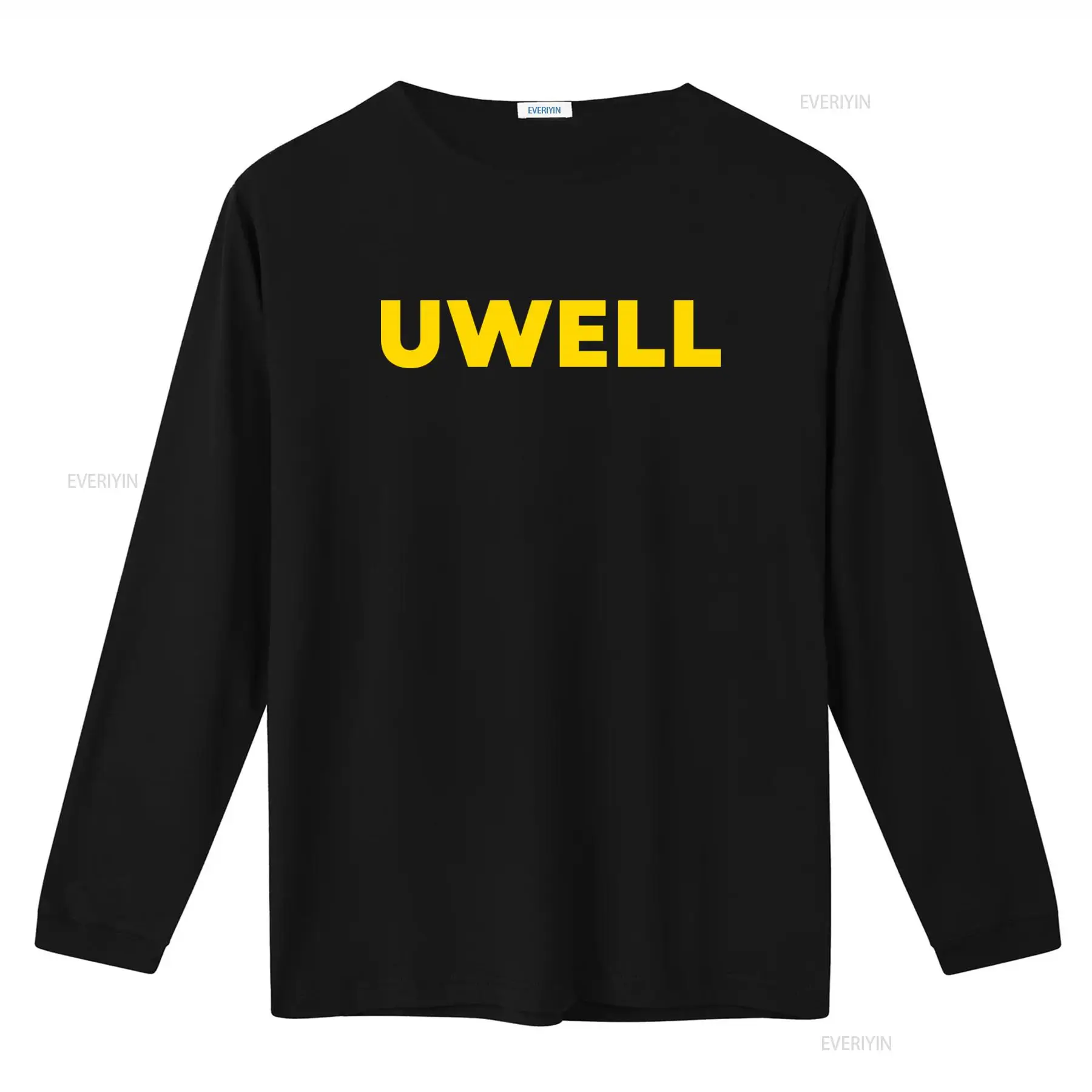 Uwell 브랜드 옐로우 볼드 프린트 티셔츠 블랙 사이 - Yellow Streetwear Brand 리뷰 및 가격