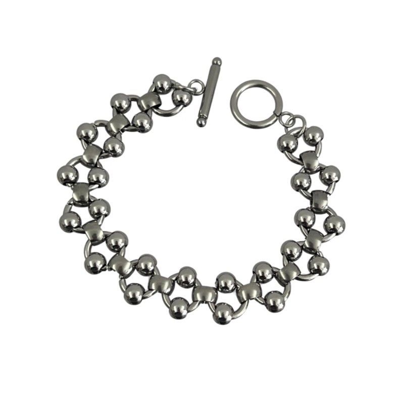 헤비 펑크 할로우 스틸 비드 팔찌 - 변색 없는 티타늄 - Streetwear Brand Jewelry 리뷰 및 가격