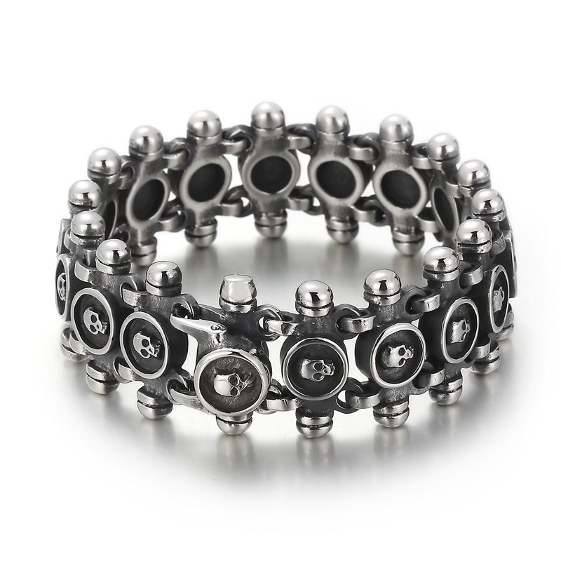 ​   신상품 남성용 티타늄 스틸 해골 팔찌 - 대담한 - Streetwear Brand Jewelry 리뷰 및 가격