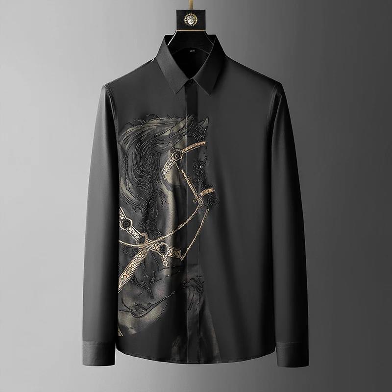 브랜드 럭셔리 남성 셔츠 2025 여름 긴 소매 슬림  - Streetwear Uomo Brand 리뷰 및 가격